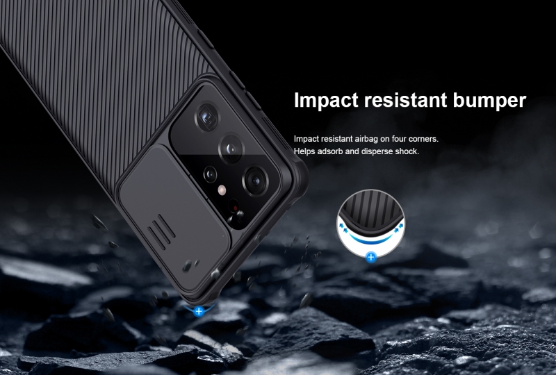 Ốp Lưng Samsung Galaxy S21 Ultra Chính Hãng Nillkin CamShield thiết kế dạng camera đóng mở giúp bảo vệ an toàn cho Camera của máy, màu sắc đen huyền bí sang trọng rất hợp với phái mạnh.